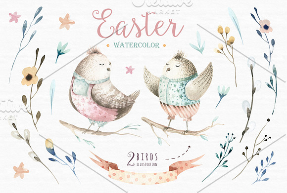 Happy easter watercolor kit III in Illustrations - product preview 1