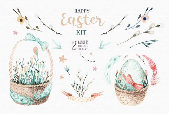 Happy easter watercolor kit III in Illustrations - product preview 4