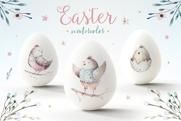 Happy easter watercolor kit III in Illustrations - product preview 7