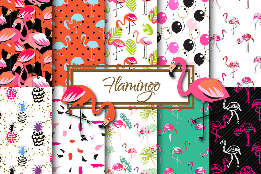 Flamingo Seamless Patterns