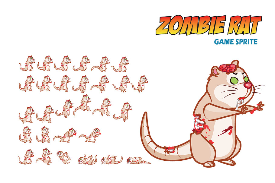 Zombie Rat Game Sprite in Illustrations - product preview 8