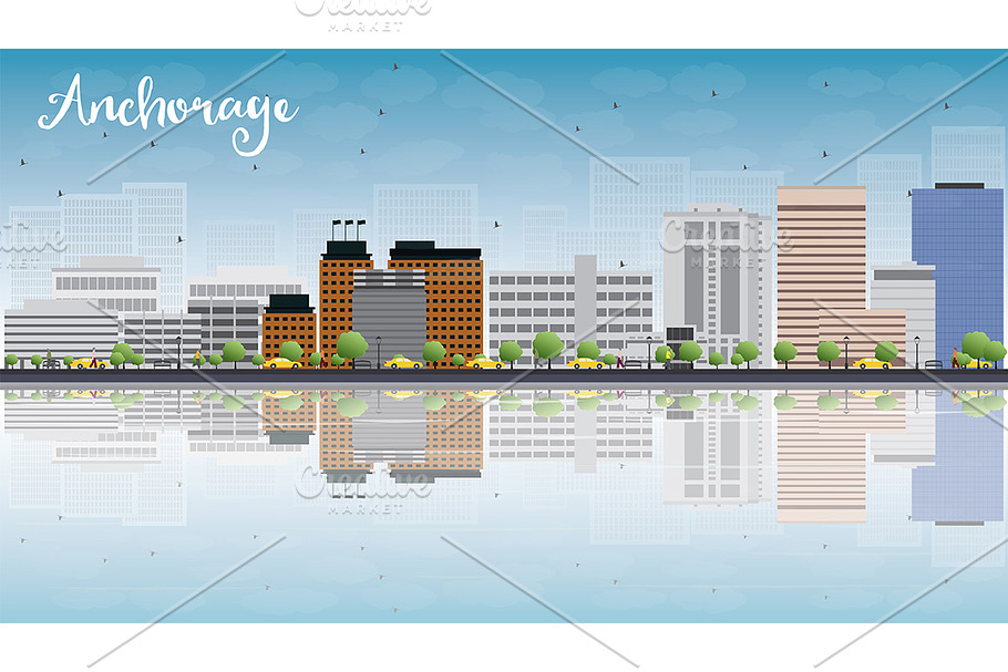 Anchorage (Alaska) Skyline  in Illustrations - product preview 8