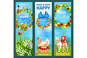 Happy Easter greetings banner template set design