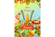 Easter spring holiday cartoon greeting card design