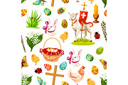 Easter holiday symbols seamless pattern background