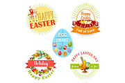 Easter holiday and egg hunt celebration label set