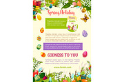 Easter spring holidays celebration poster template