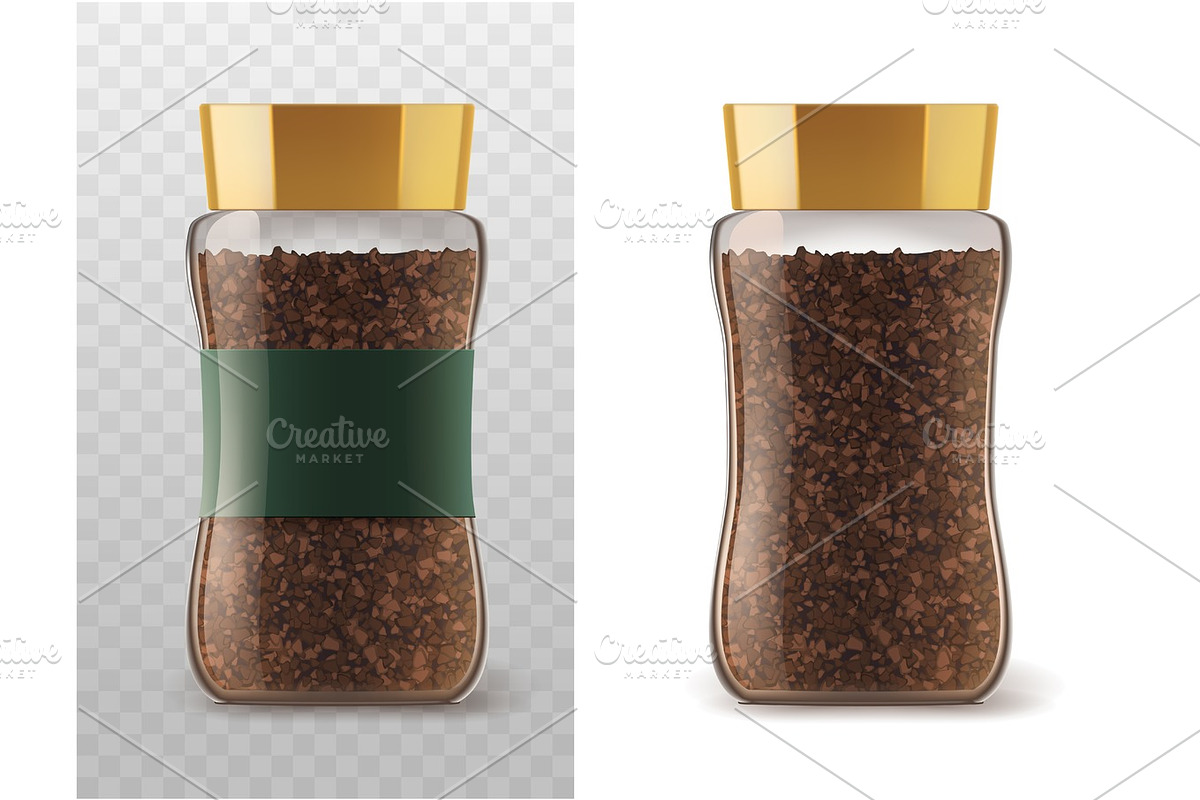 Instant coffee glass jar with isolated icons in Illustrations - product preview 8