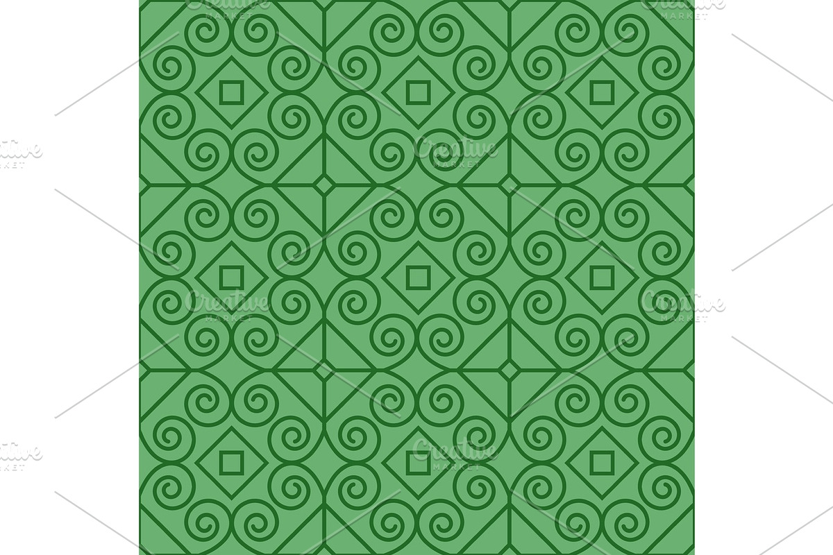 Green pattern with linear swirls in Illustrations - product preview 8