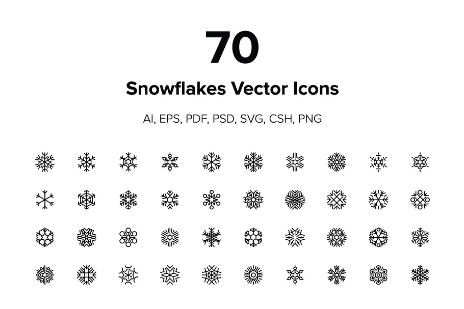70 Snowflakes Vector Icons