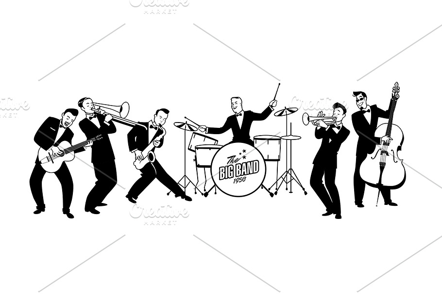 Jazz Orchestra 40s, 50s, 60s in Illustrations - product preview 8