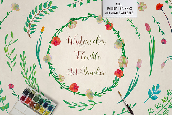 Watercolor Art & Pattern Brushes in Photoshop Brushes - product preview 2