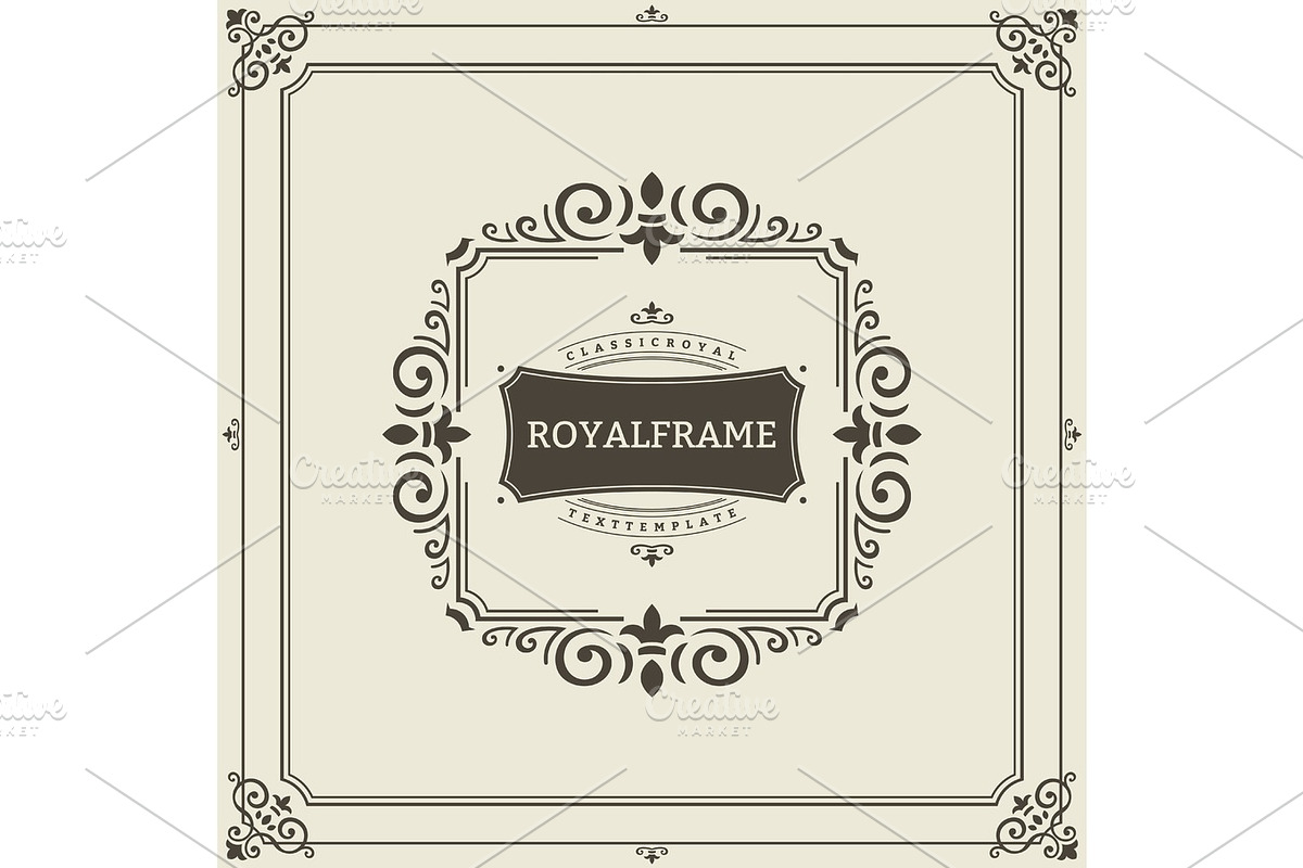 Vector Frame Template. Vintage Ornament Greeting Card. Flourishes Ornament Retro Royal Luxury Invitation, Certificate with place for your Text. Ornamental Frame in Illustrations - product preview 8