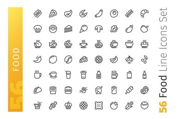 Food Line Icons Set in Food Icons - product preview 1