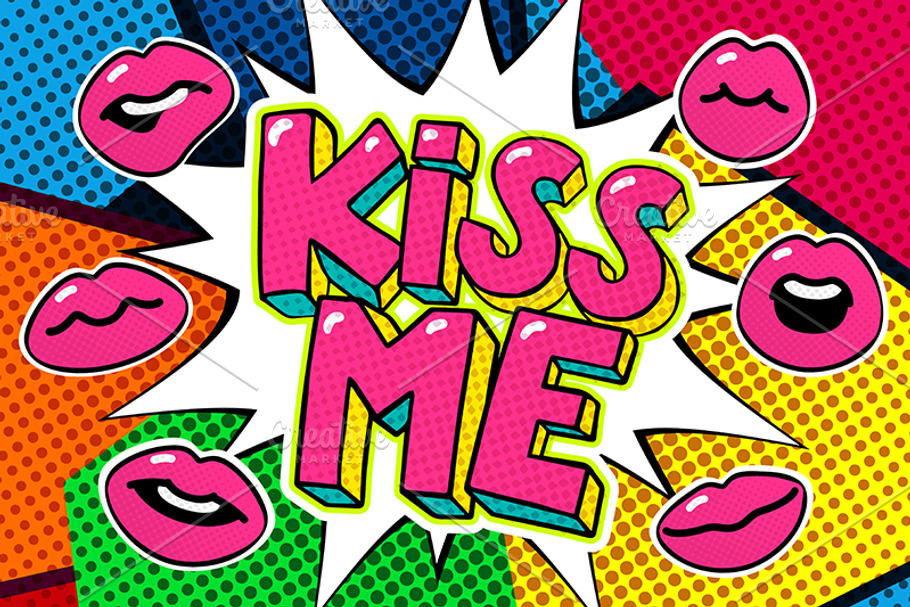 Kiss me word bubble. in Illustrations - product preview 8