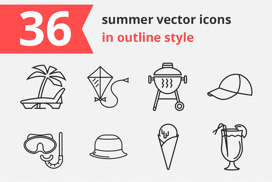 36 summer vector icons