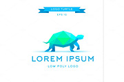 logo emerald tortoise, low poly, triangular polygons, vector illustration icon