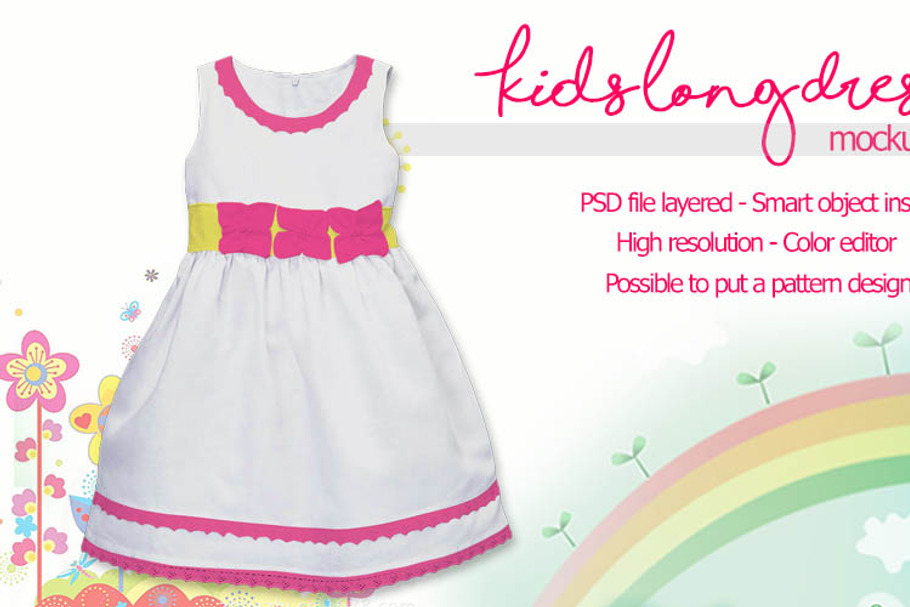 Kids Long Dress Mockup in Product Mockups - product preview 8
