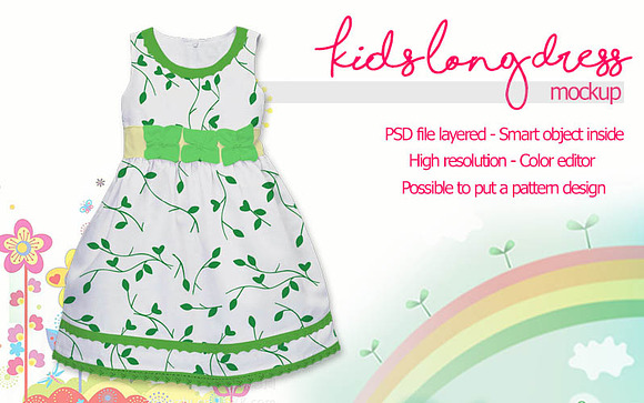 Kids Long Dress Mockup in Product Mockups - product preview 1