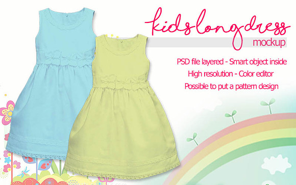 Kids Long Dress Mockup in Product Mockups - product preview 2
