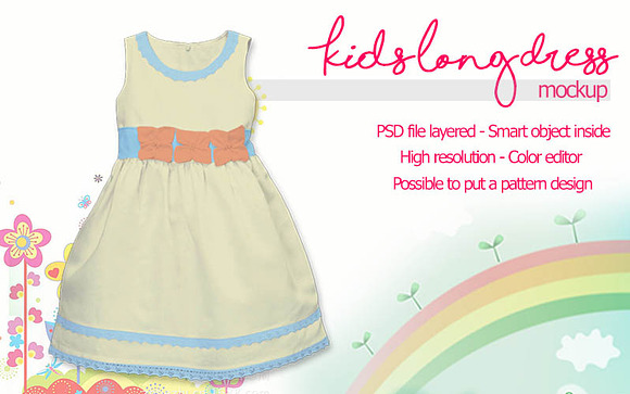 Kids Long Dress Mockup in Product Mockups - product preview 3