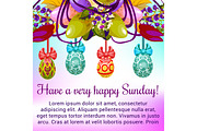 Easter Sunday greeting card with egg and flower
