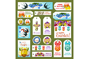 Easter tag, label and card set, cartoon design