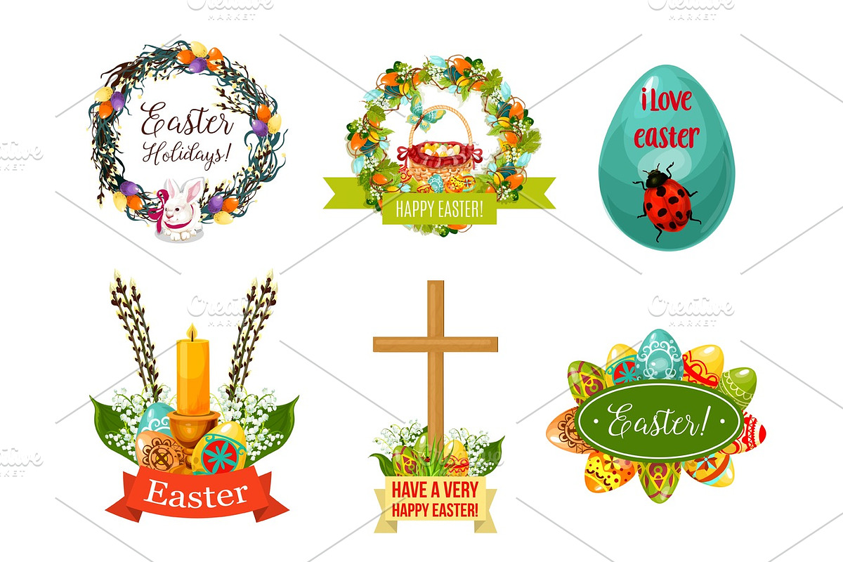 Easter spring holiday cartoon symbol set in Illustrations - product preview 8