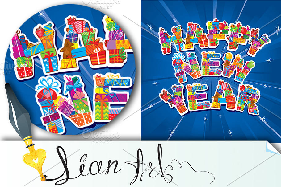 Abstract Happy New Year blue backgro in Card Templates - product preview 8
