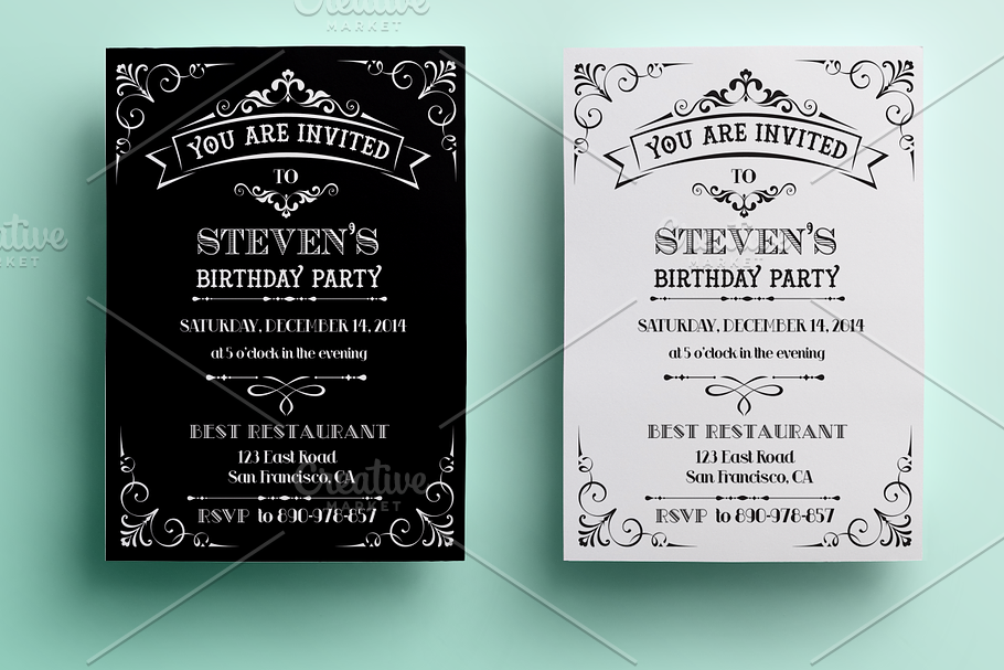 Vintage Birthday Invitation in Card Templates - product preview 8