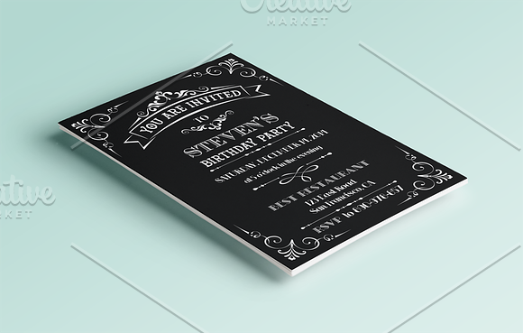 Vintage Birthday Invitation in Card Templates - product preview 1