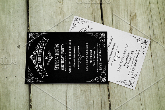 Vintage Birthday Invitation in Card Templates - product preview 2