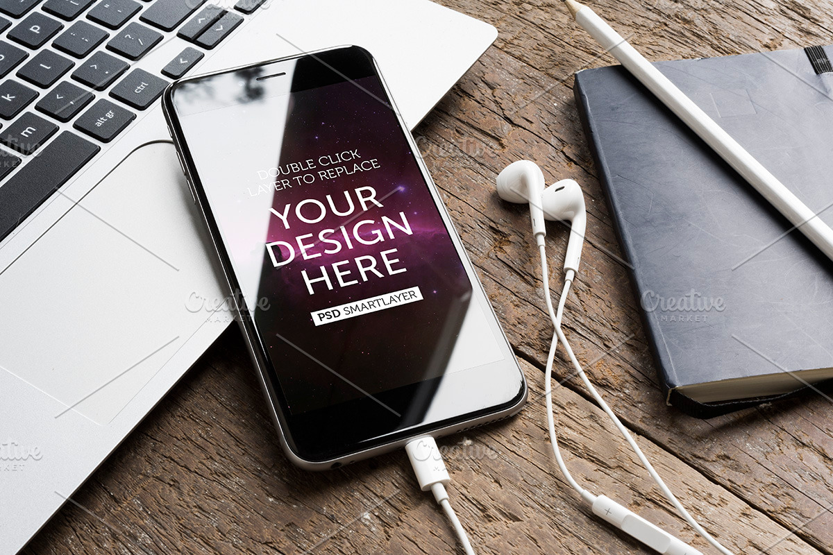 iPhone 6+ mockup in Mobile & Web Mockups - product preview 8