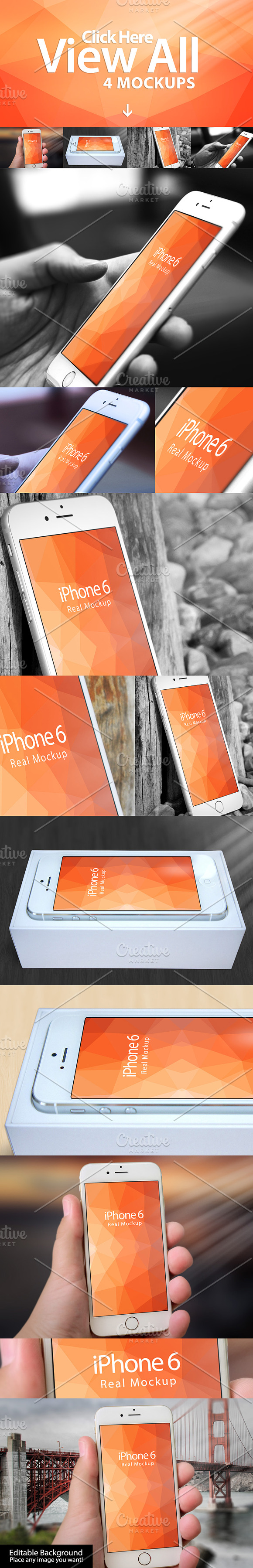 Mockup Iphone 6 Bundle Pack 4in1 in Mobile & Web Mockups - product preview 1