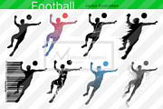 Silhouettes of football players. set