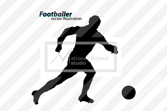 Silhouettes of football players. set in Illustrations - product preview 4