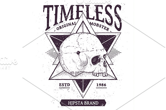 Timeless | Vector Dotwork Skull in Illustrations - product preview 1