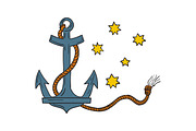Anchor with Rope and Southern Star 