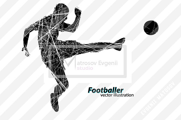 Silhouettes of football players. set in Illustrations - product preview 6
