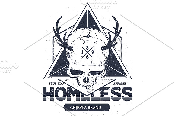 Homeless #2 | Vector Dotwork Skull in Illustrations - product preview 2