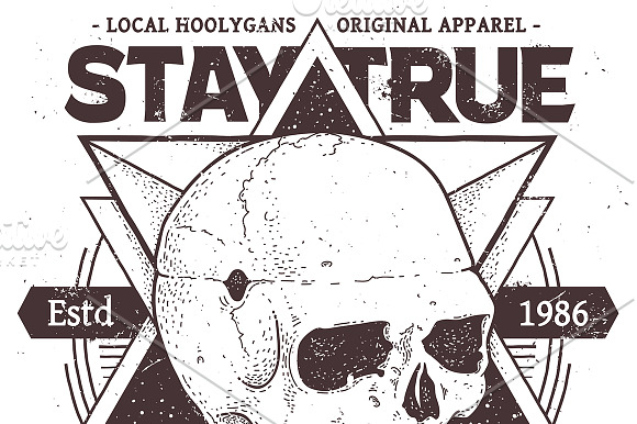 Stay True | Vector Dotwork Skull in Illustrations - product preview 1