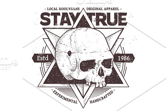 Stay True | Vector Dotwork Skull in Illustrations - product preview 2