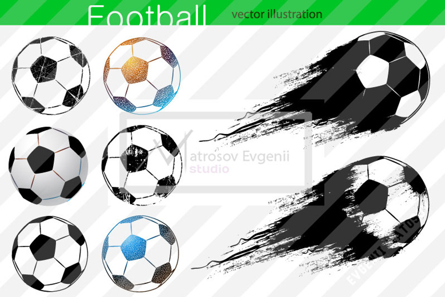 Silhouettes of football ball. Set in Illustrations - product preview 8