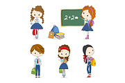 Vector illustration Group of School Children