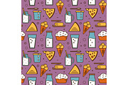 Dairy seamless pattern in line style design