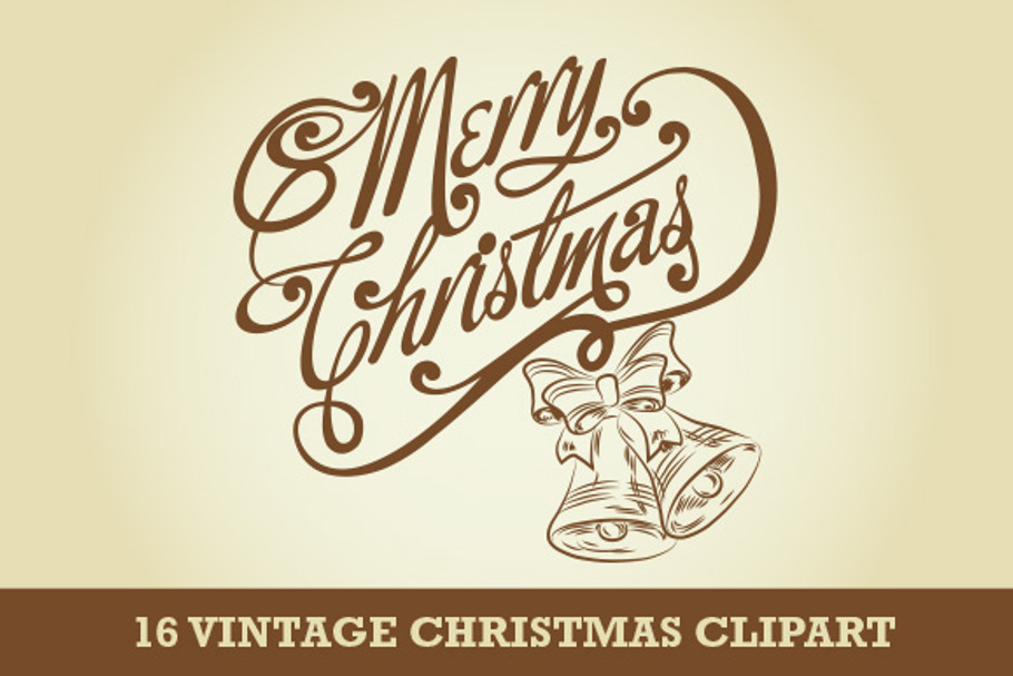 16 vintage Christmas cliparts in Illustrations - product preview 8