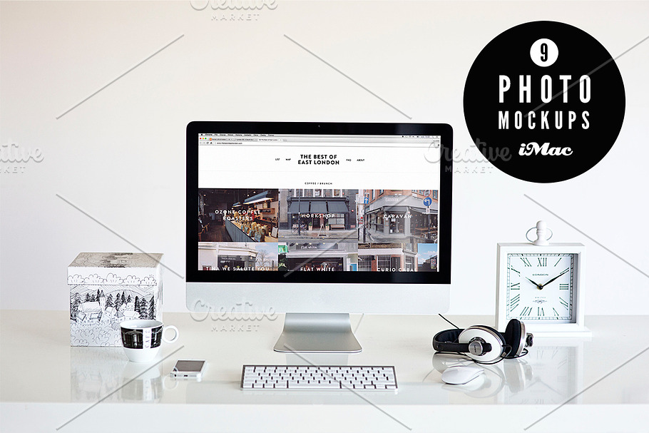 ★ B&W ★ 9 iMac photo mockups in Mobile & Web Mockups - product preview 8