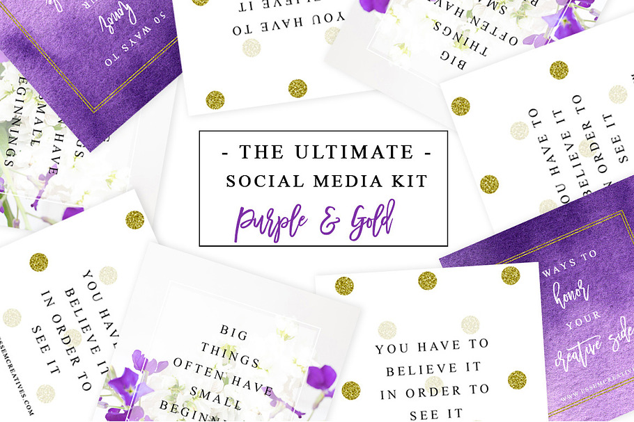 Purple & Gold Social Media Templates in Social Media Templates - product preview 8
