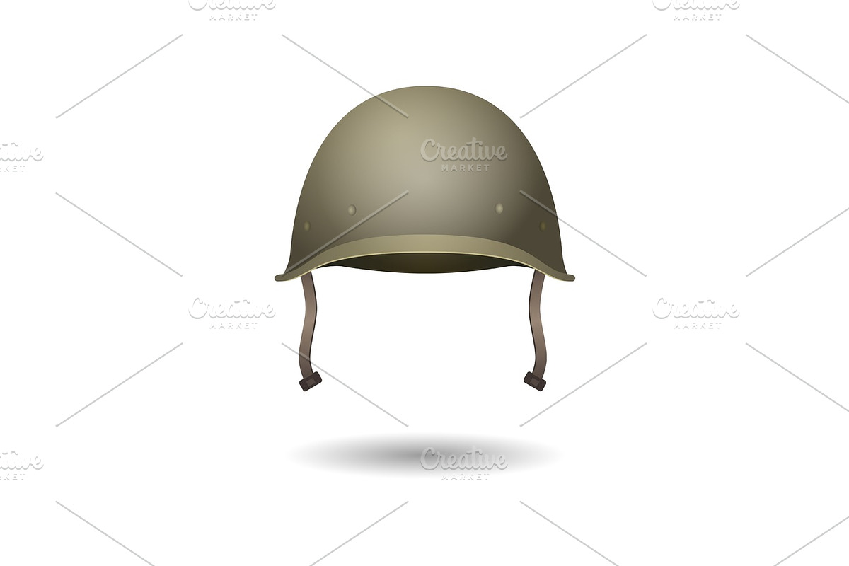 Military classical green helmet. Infantry wear of Second World War in Objects - product preview 8