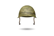 Military modern helmet with camouflage patterns. Vector illustration.